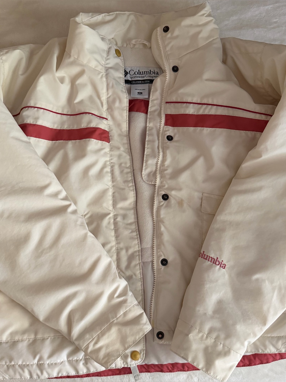 Columbia Women’s Cream and Red Ski Jacket